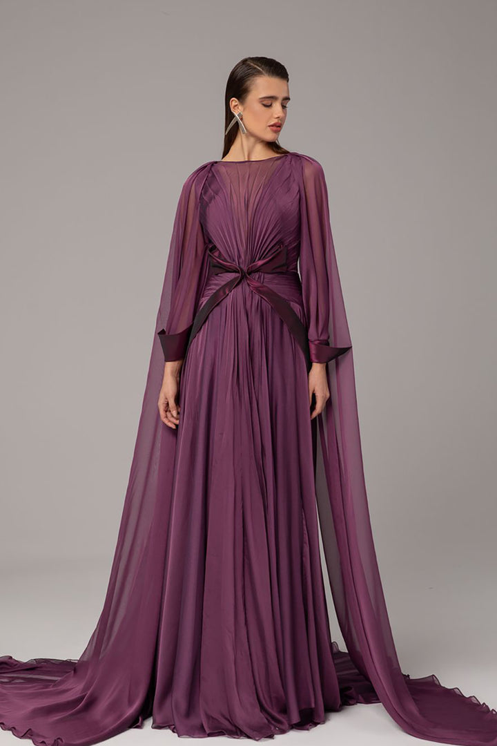 Off-The-Shoulder Cape Overlay A-line Dress