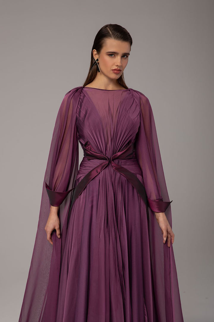 Off-The-Shoulder Cape Overlay A-line Dress