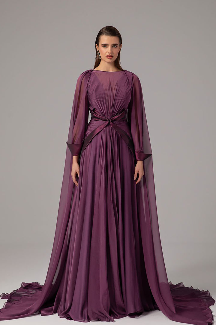 Off-The-Shoulder Cape Overlay A-line Dress