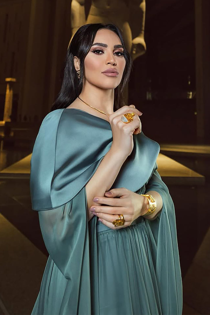 Off-The-Shoulder Satin Column Dress