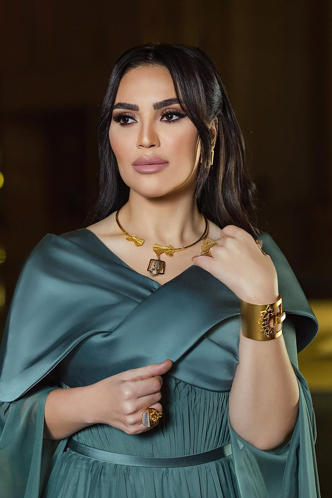 Off-The-Shoulder Satin Column Dress