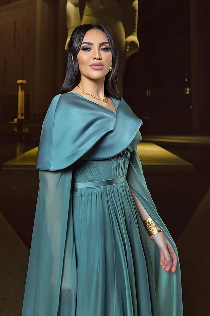 Off-The-Shoulder Satin Column Dress