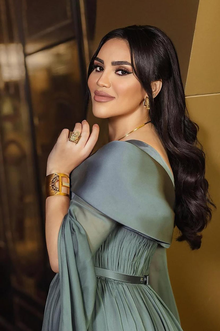 Off-The-Shoulder Satin Column Dress