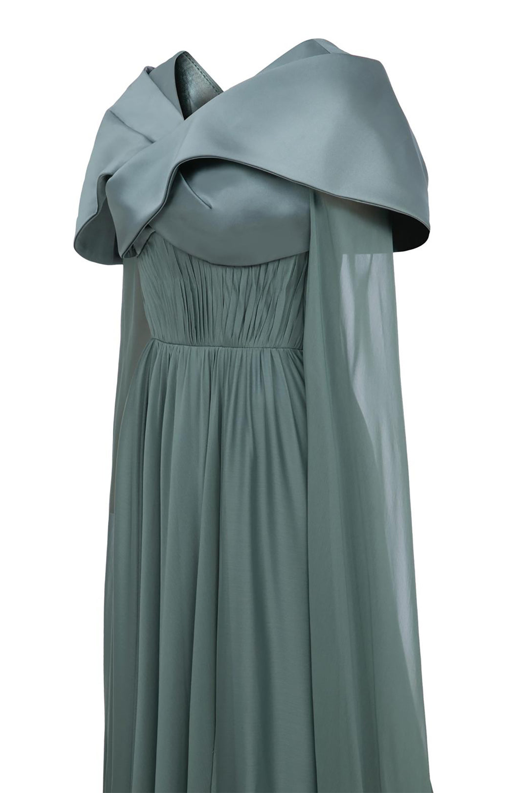 Off-The-Shoulder Satin Column Dress