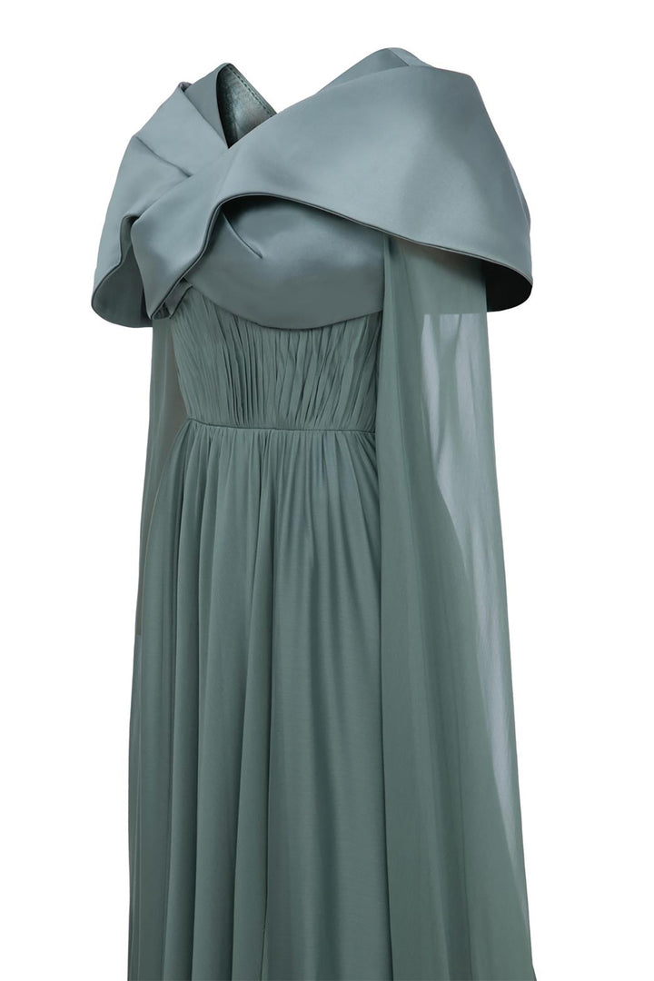 Off-The-Shoulder Satin Column Dress