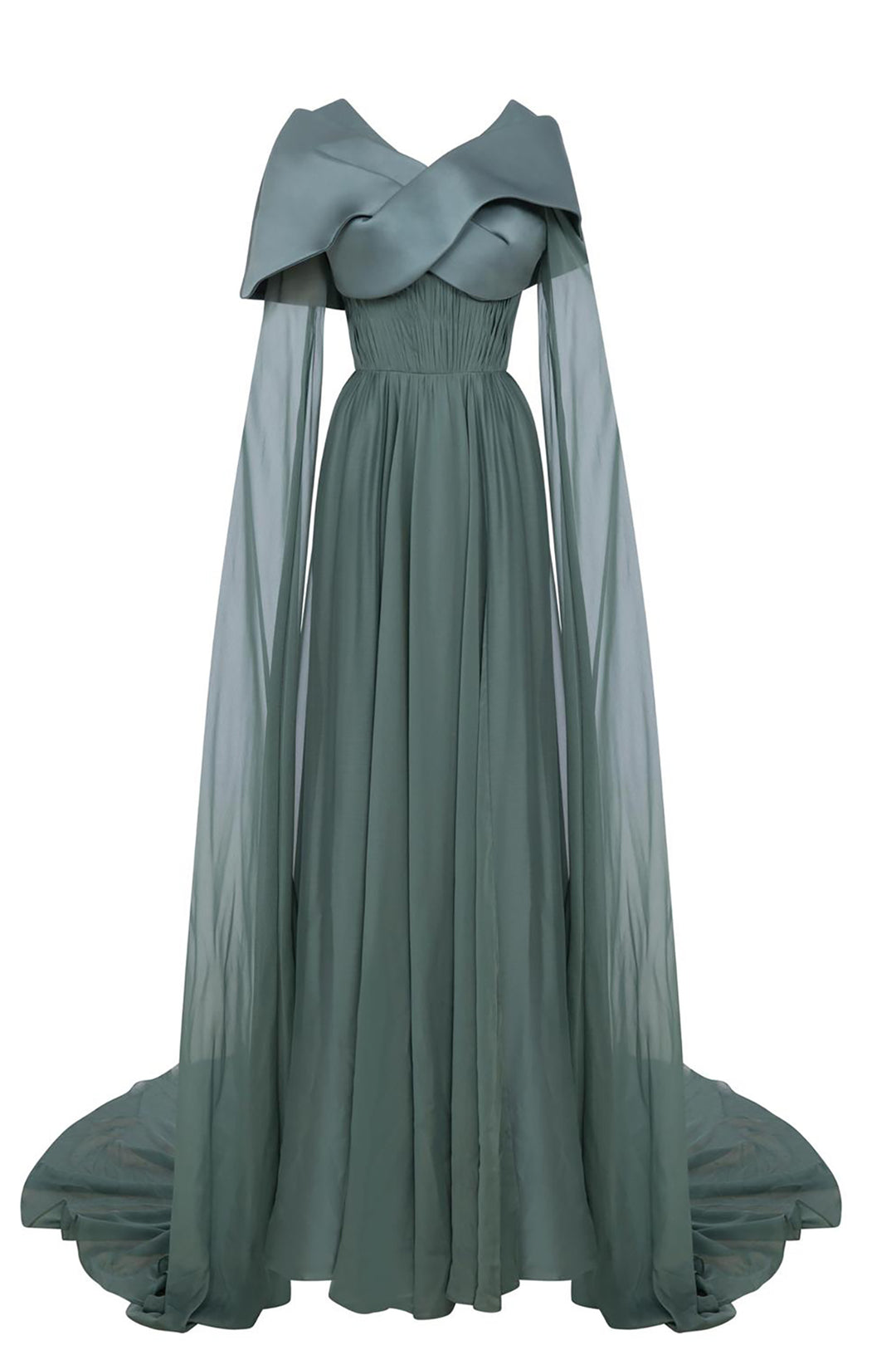 Off-The-Shoulder Satin Column Dress