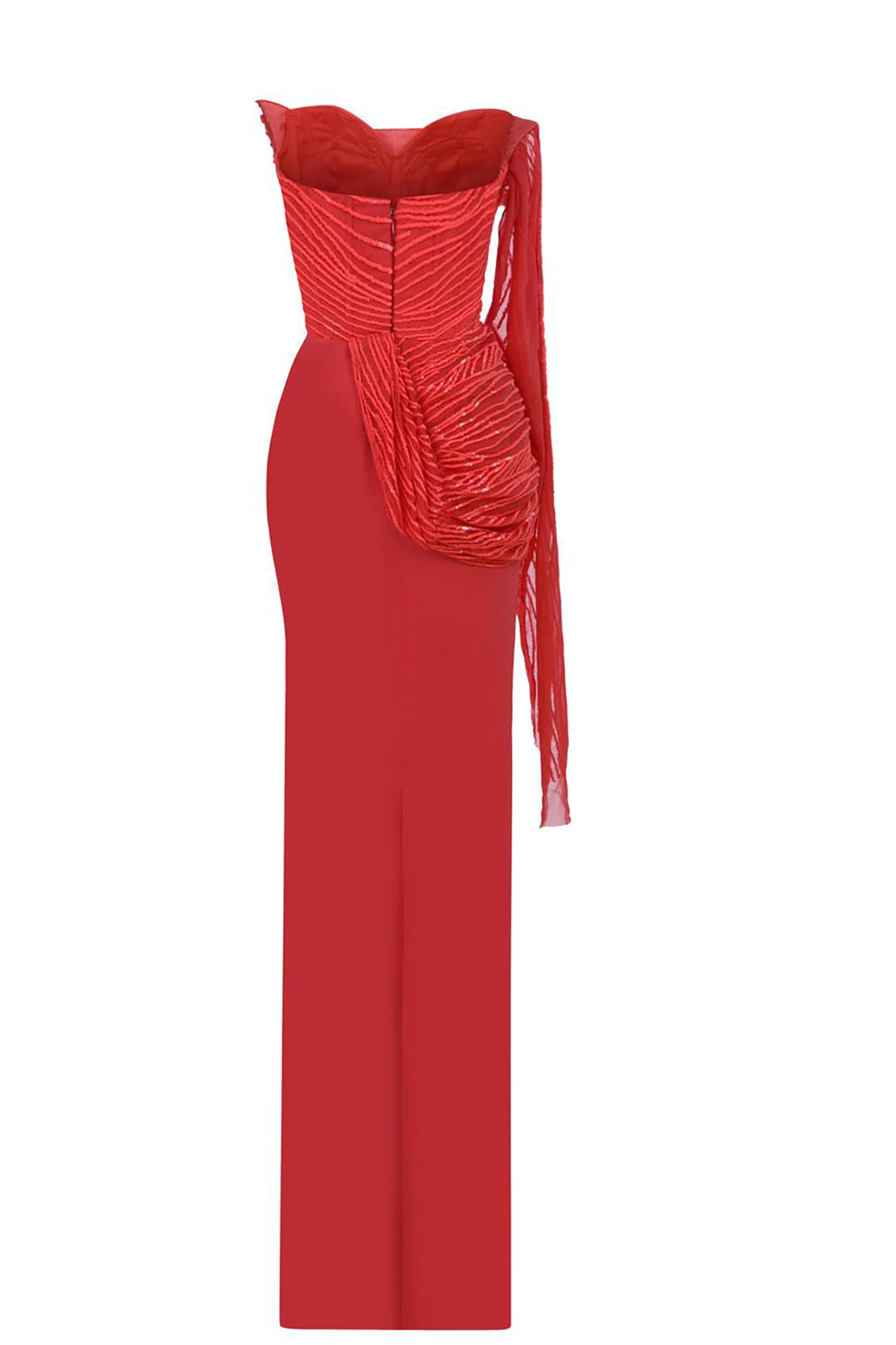 Off-The-Shoulder Satin Column Dress