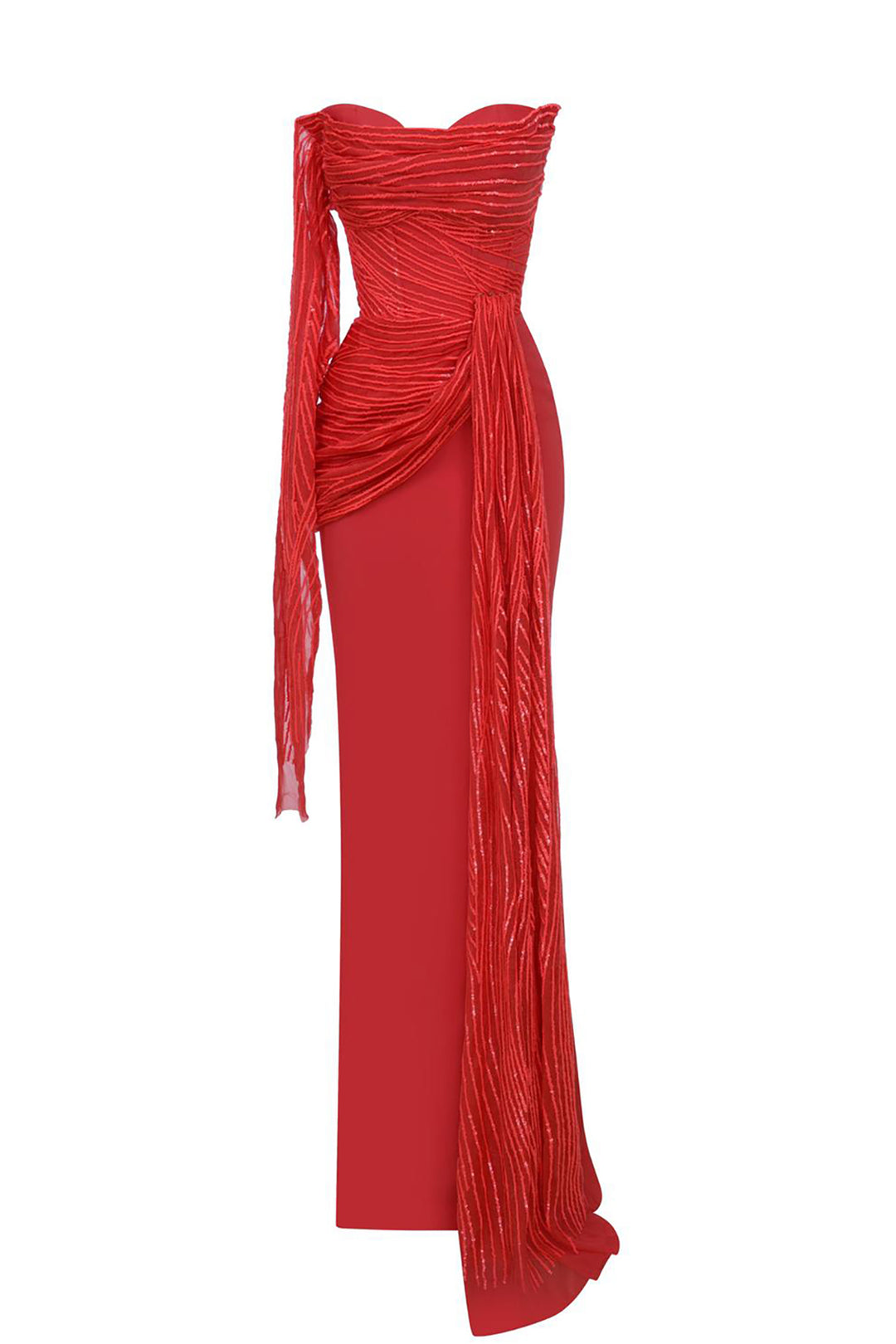 Off-The-Shoulder Satin Column Dress