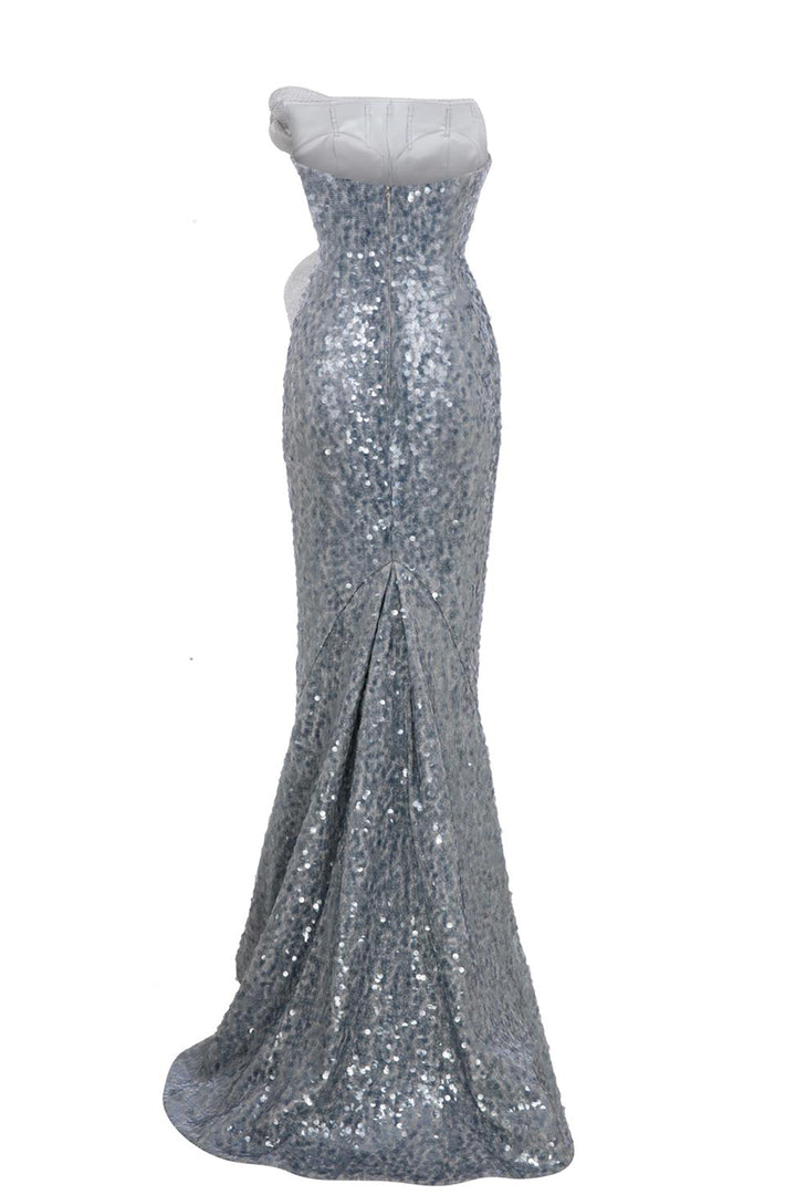 Off-The-Shoulder Sequin Column Dress