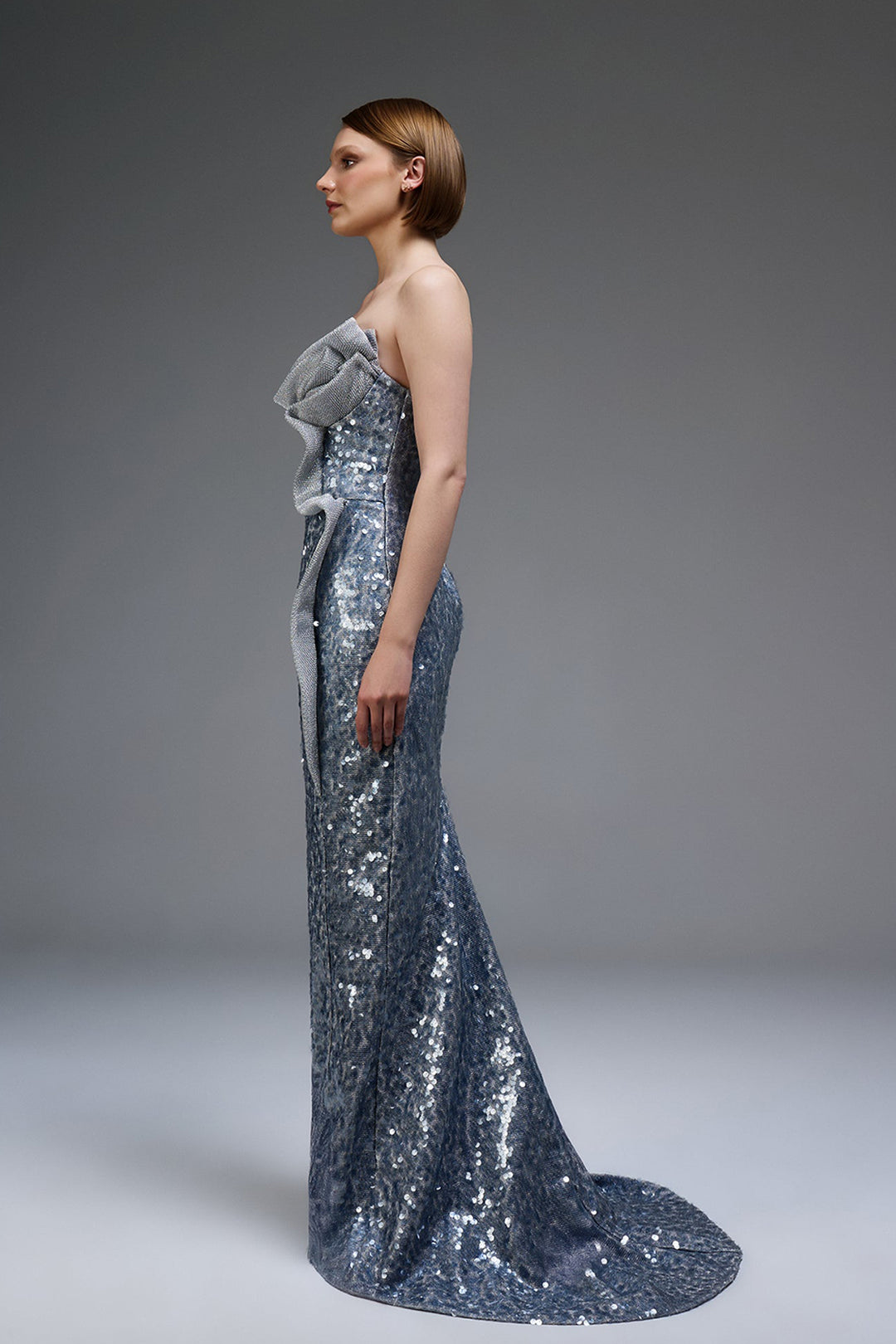 Off-The-Shoulder Sequin Column Dress