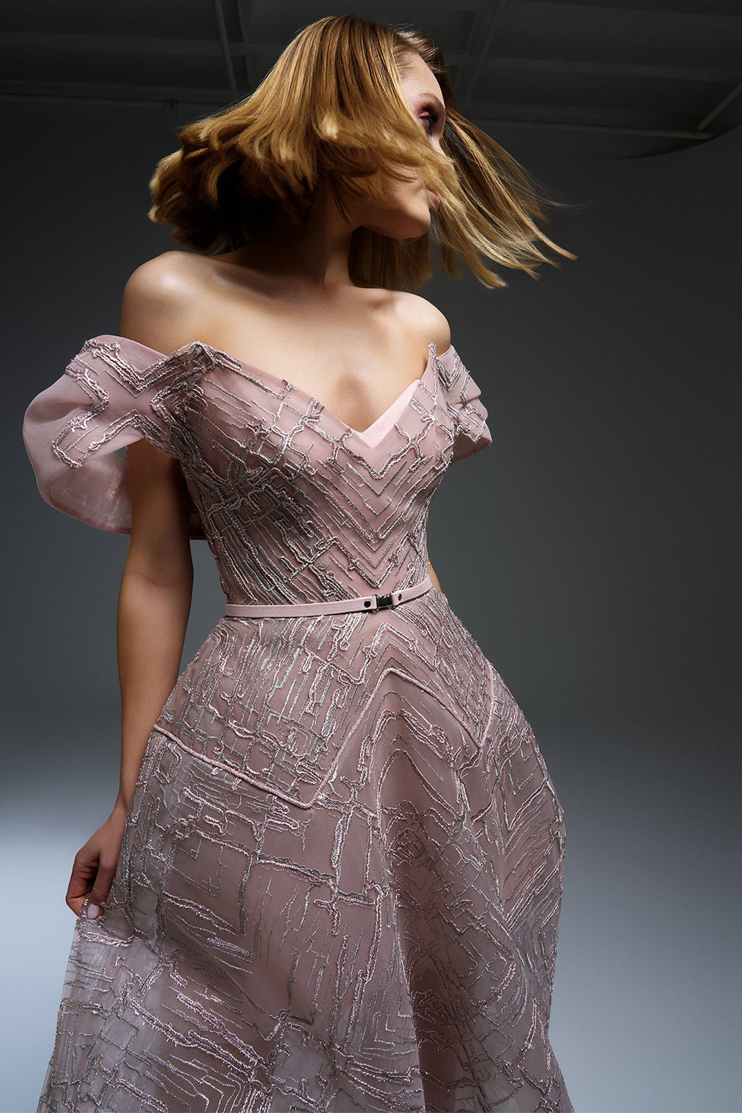 Off-The-Shoulder Cape A-Line Dress