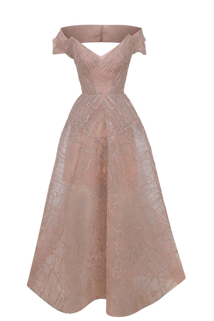 Off-The-Shoulder Cape A-Line Dress