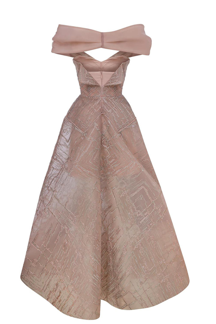 Off-The-Shoulder Cape A-Line Dress