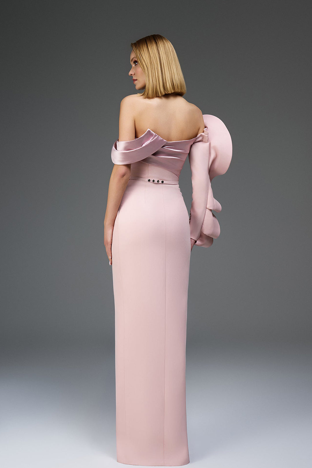 Asymmetric Off-The-Shoulder Cape Dress