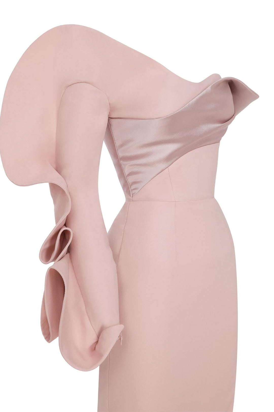 Asymmetric Off-The-Shoulder Cape Dress