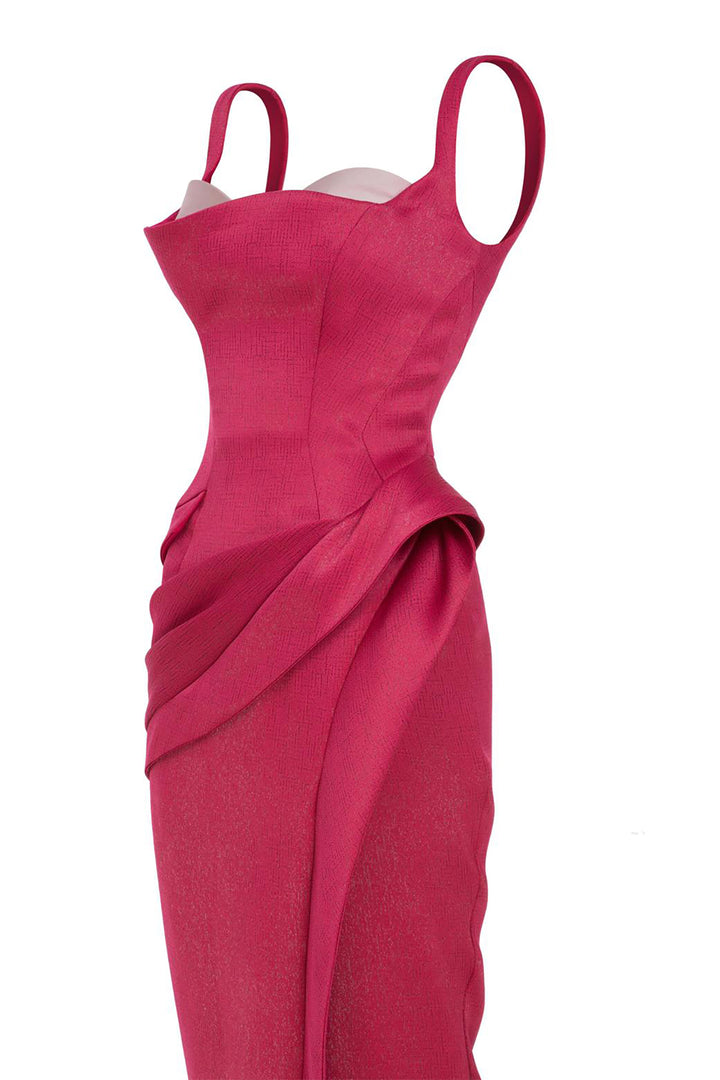 Off-The-Shoulder Cape Midi Dress