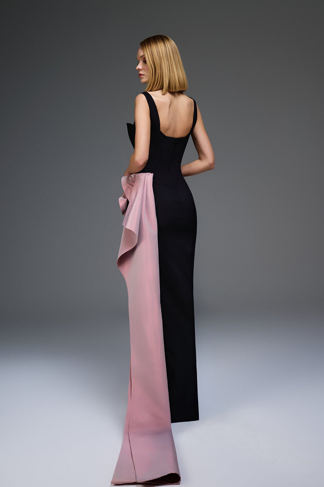 Sleeveless Column Dress with Cascading Sash Knot
