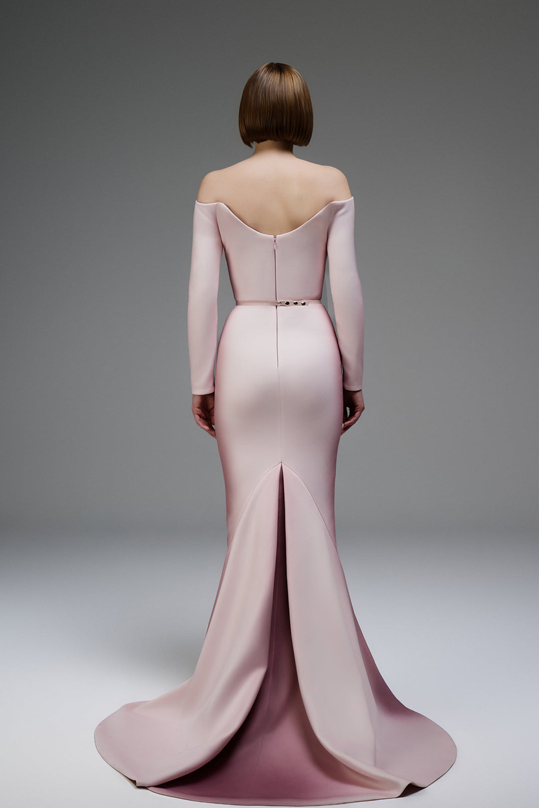 Off-The-Shoulder Mermaid Dress with Draped Waist Belt