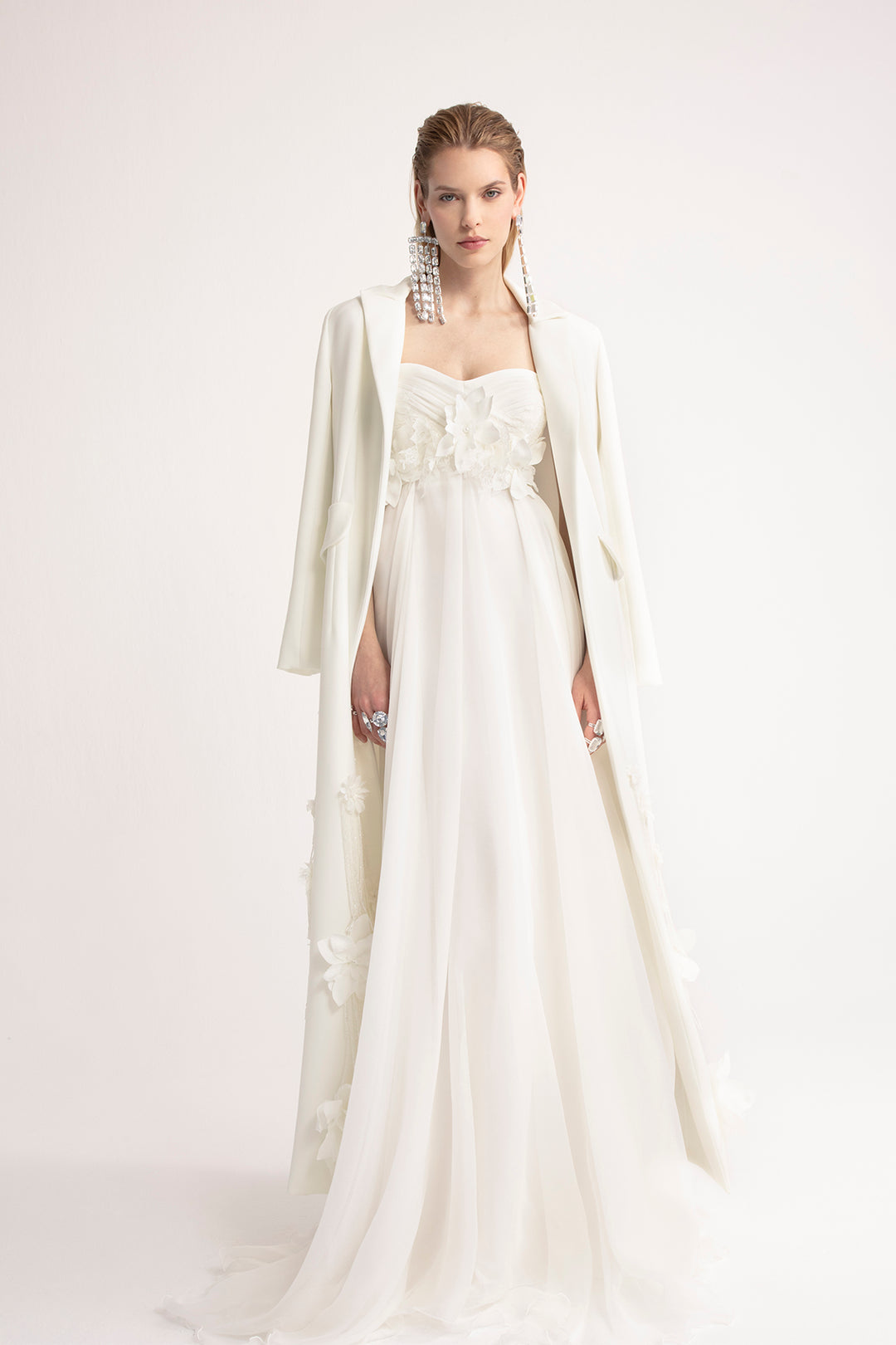 A-Line Wedding Dress with Pleated Skirt, Sweetheart Neckline, and Long M.R DESIGN A-Line Wedding Dress with Pleated Skirt, Sweetheart Neckline, and Long M.R DESIGN