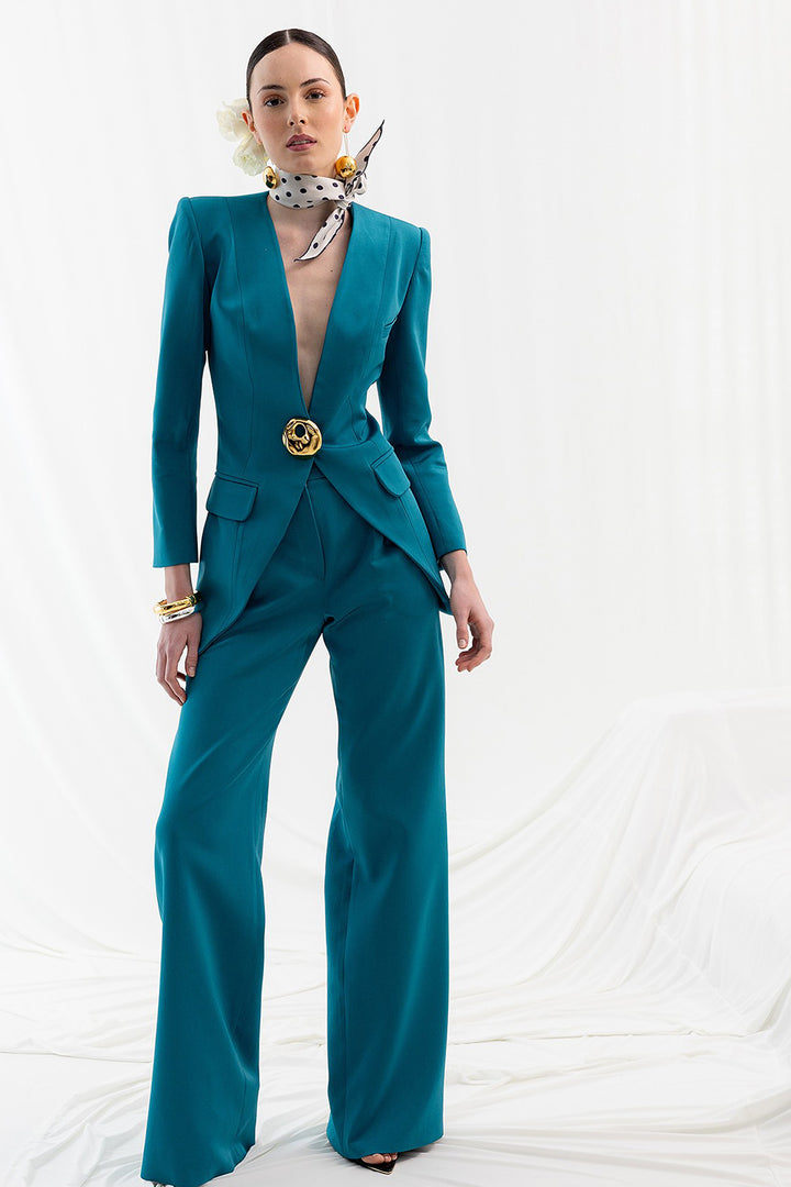 Long Pantsuit with Long Sleeves and Button