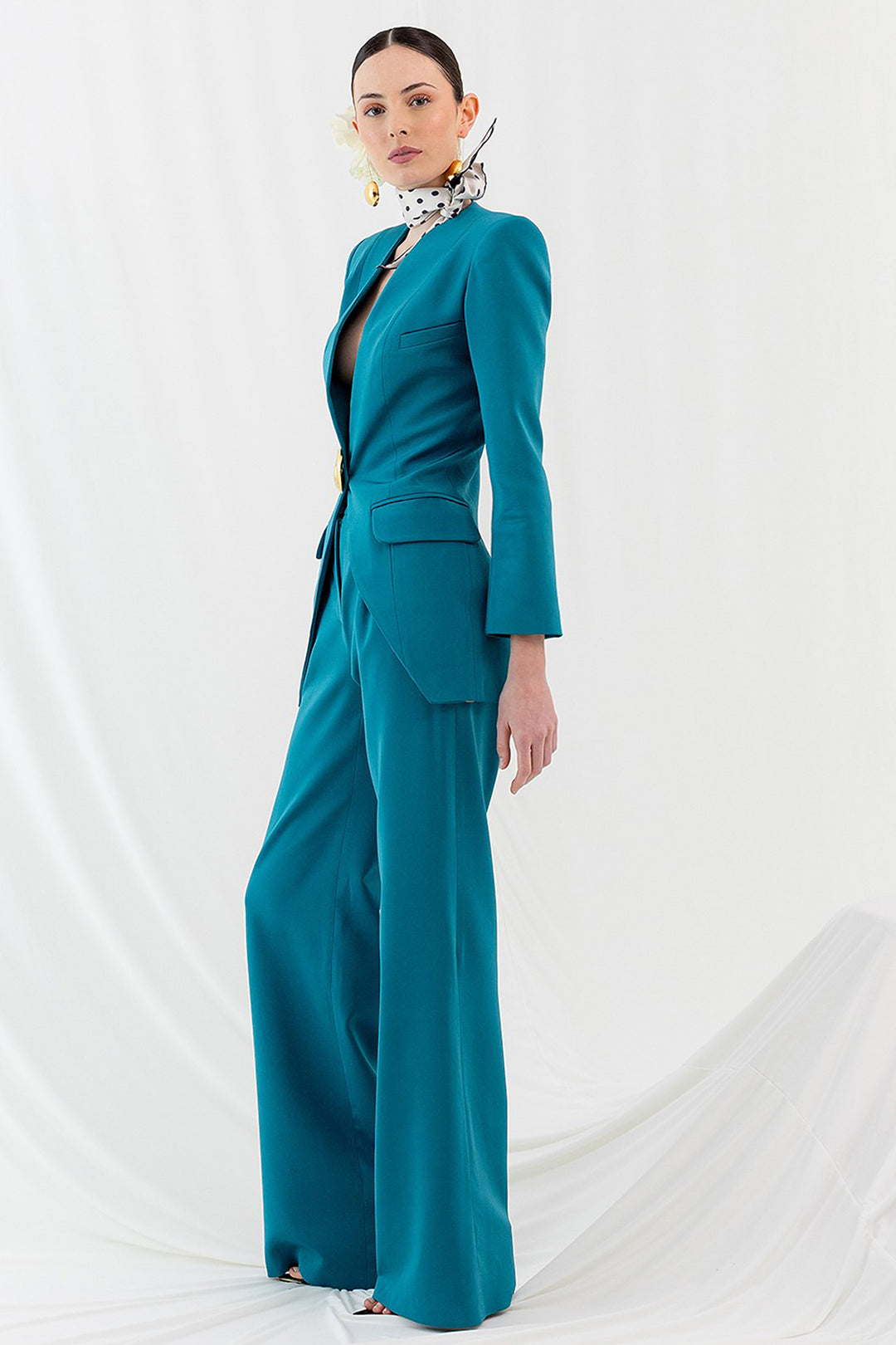 Long Pantsuit with Long Sleeves and Button
