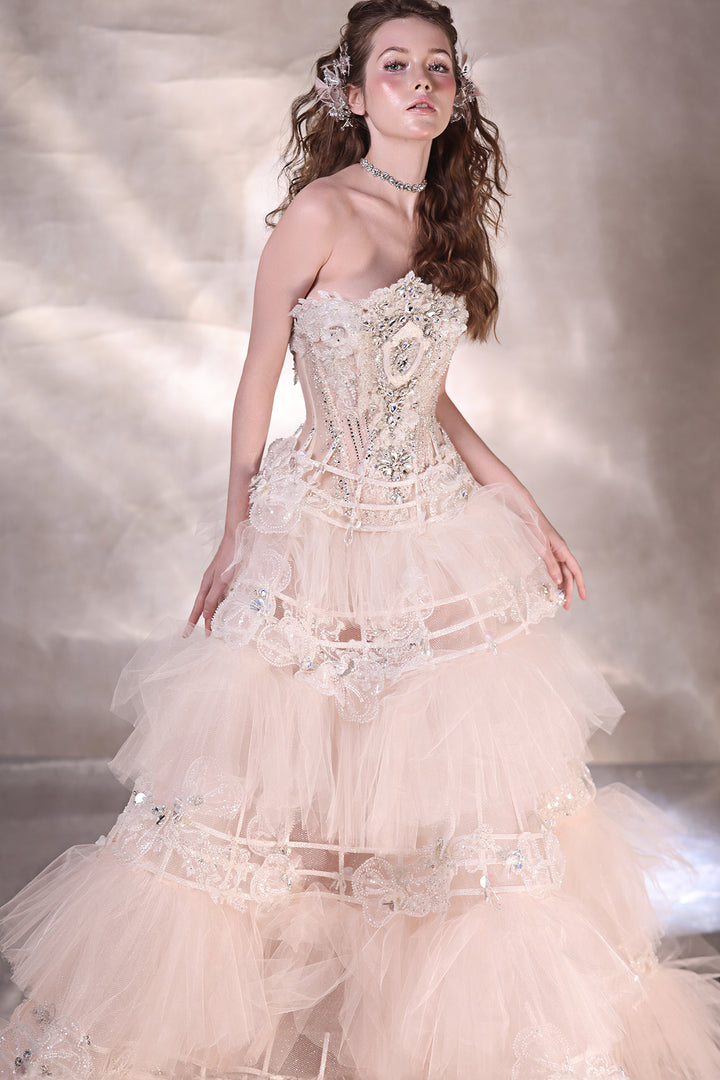 A-line Dress with Beaded Corset and Tutu
