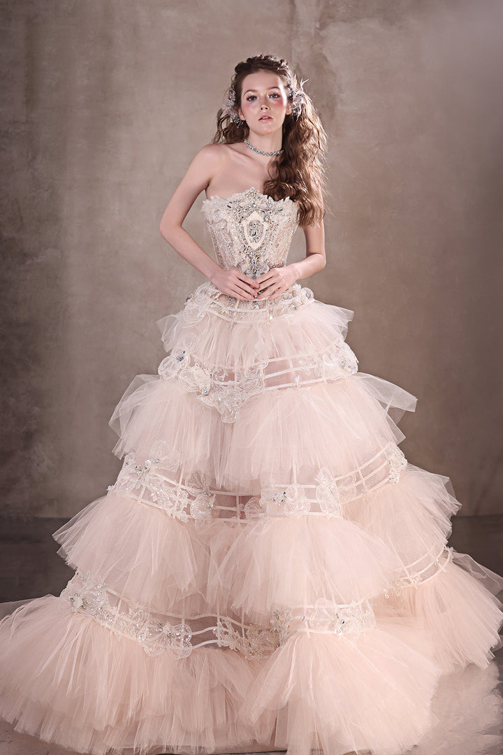 A-line Dress with Beaded Corset and Tutu