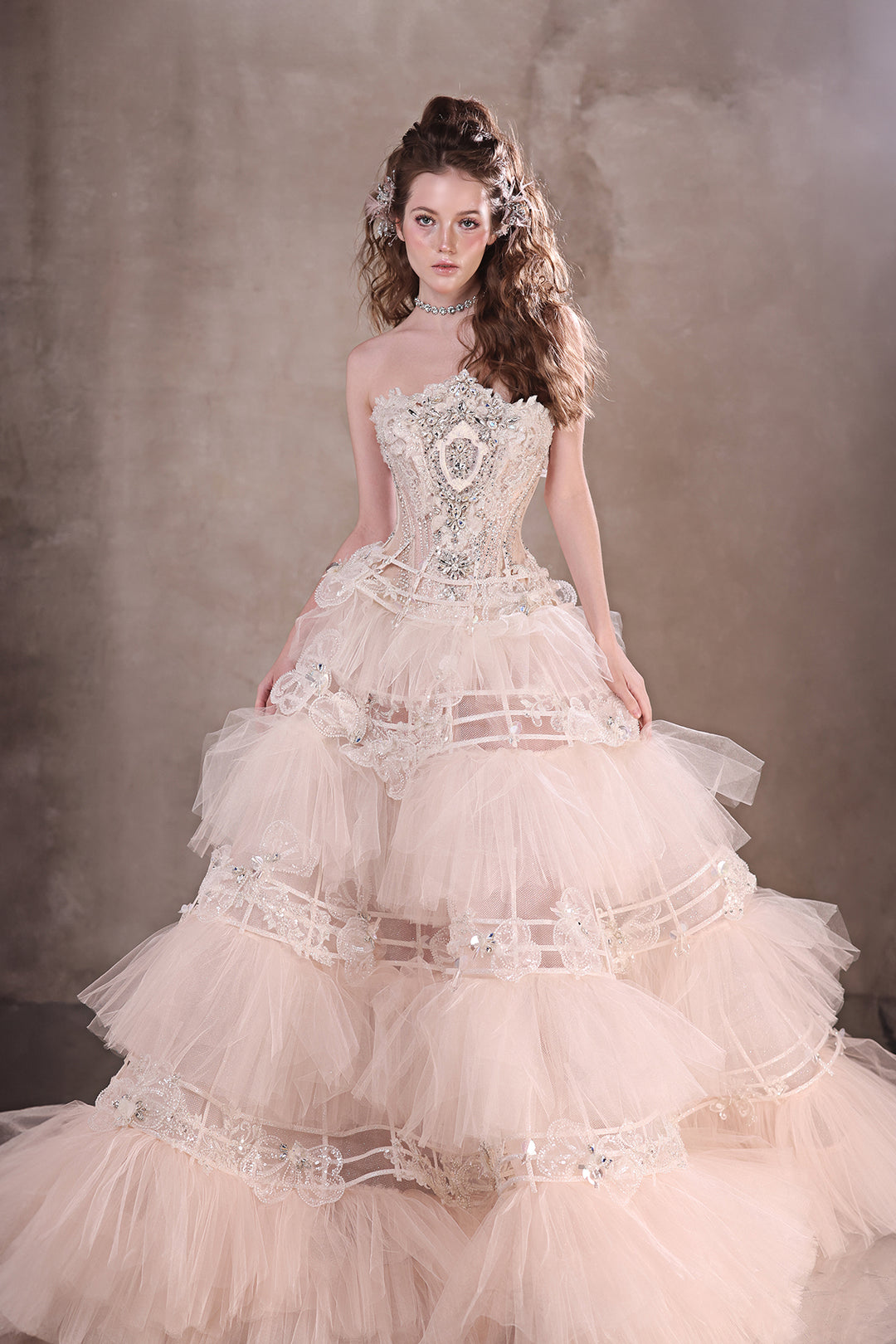 A-line Dress with Beaded Corset and Tutu