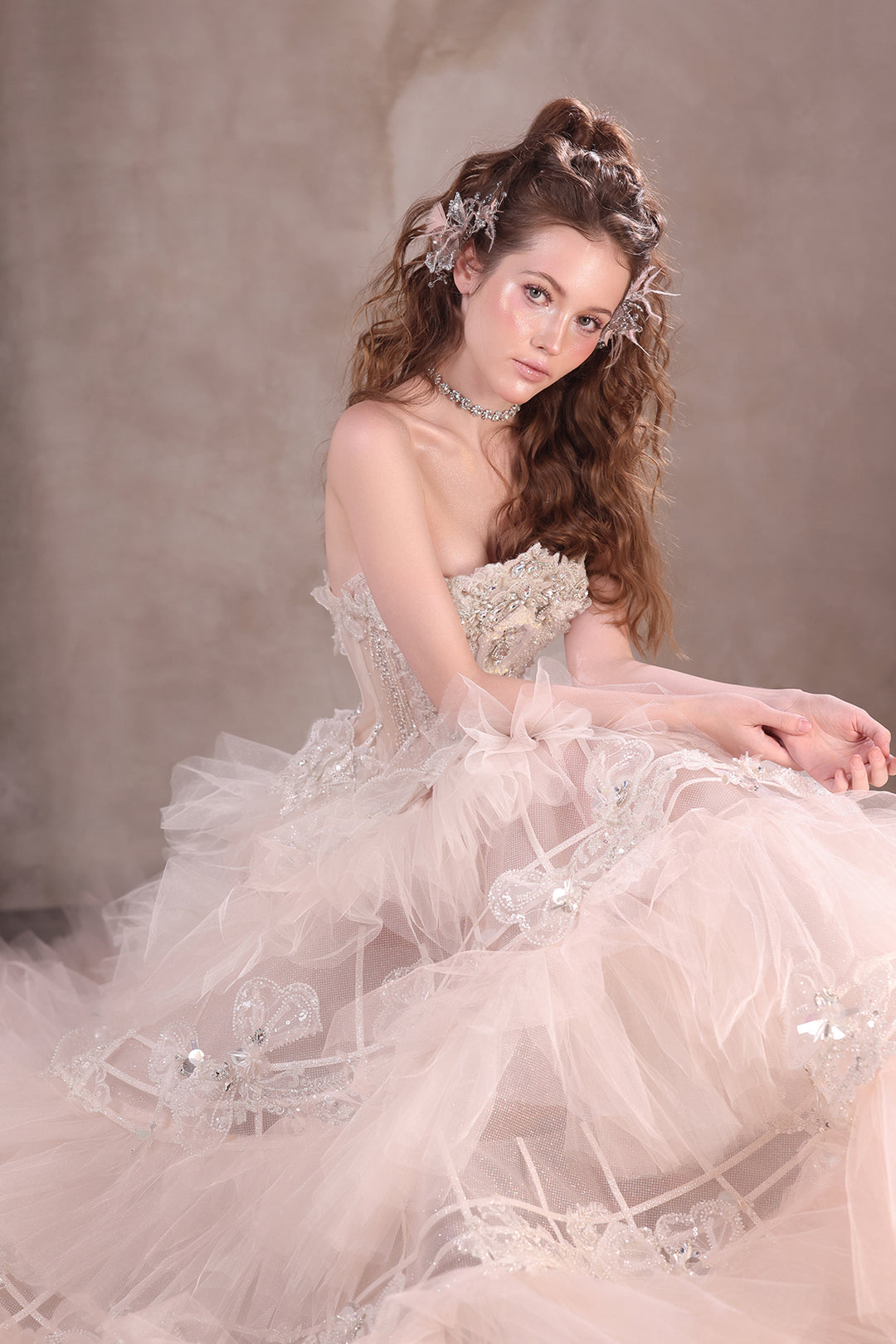 corset dress tutu Short Brown Tulle Ruffles Dresses Corset Tutu Skirts Midi Rosette