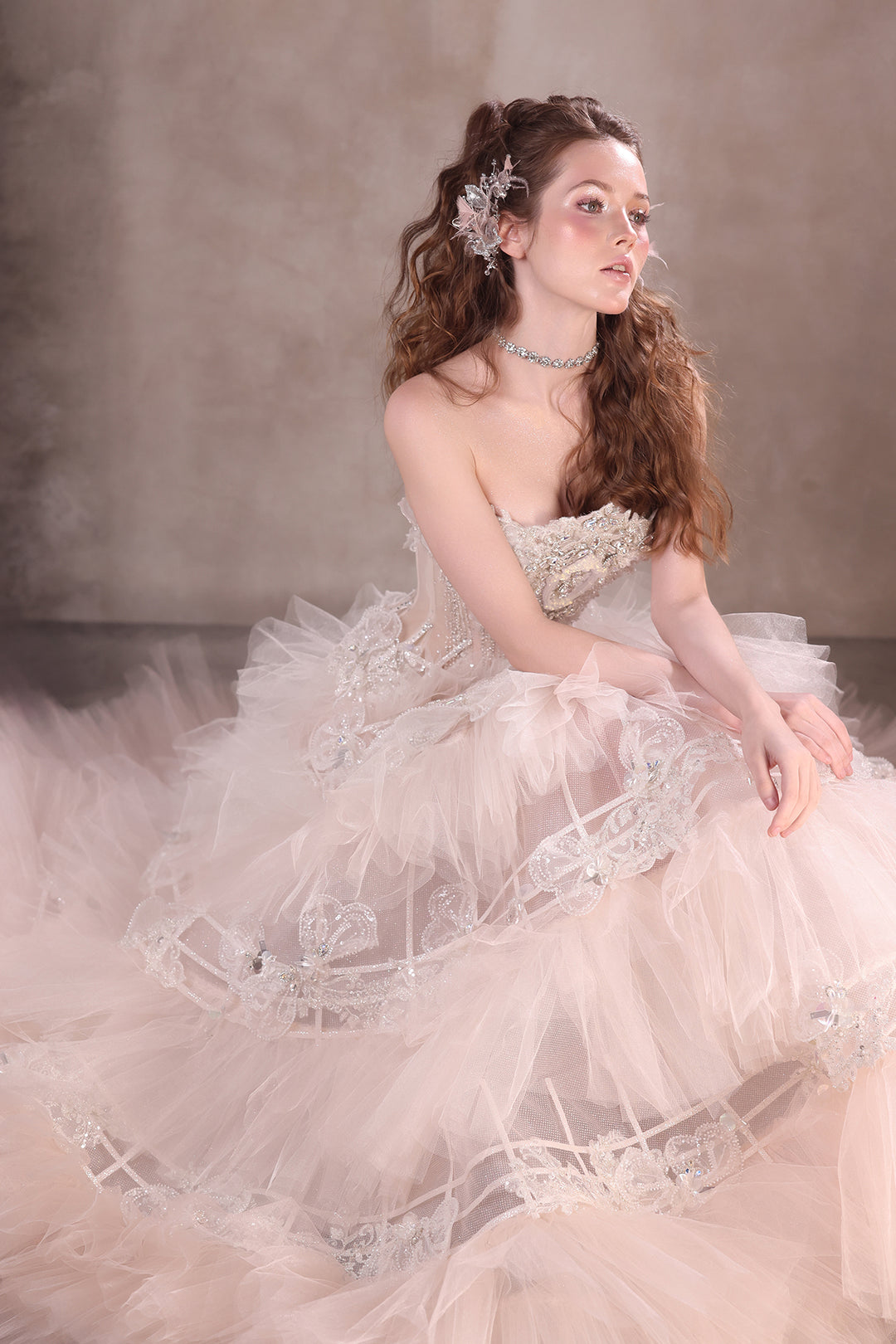 A-line Dress with Beaded Corset and Tutu