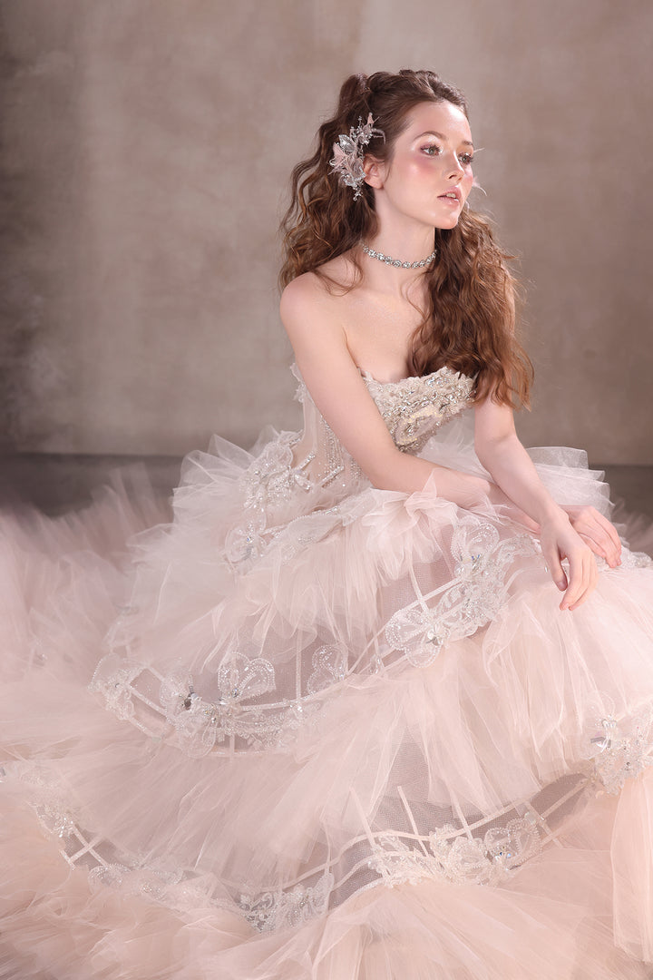 A-line Dress with Beaded Corset and Tutu