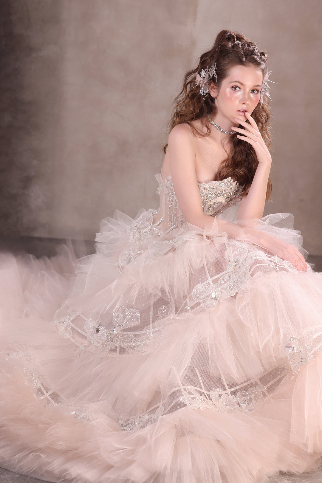 A-line Dress with Beaded Corset and Tutu