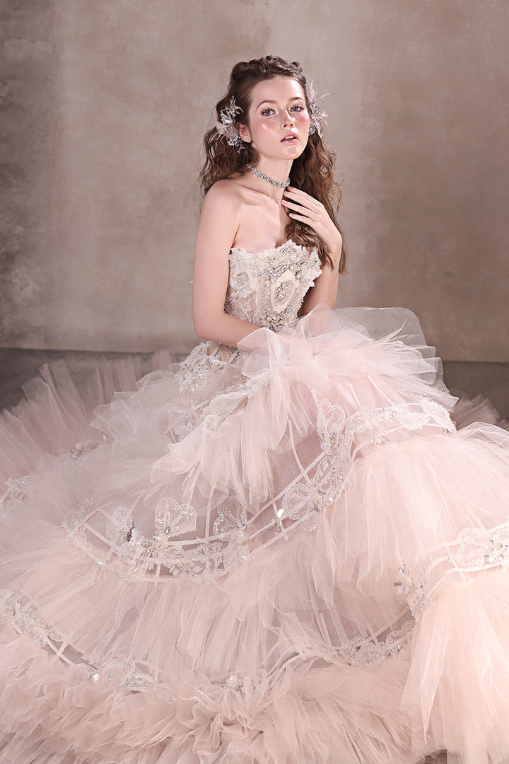 A-line Dress with Beaded Corset and Tutu