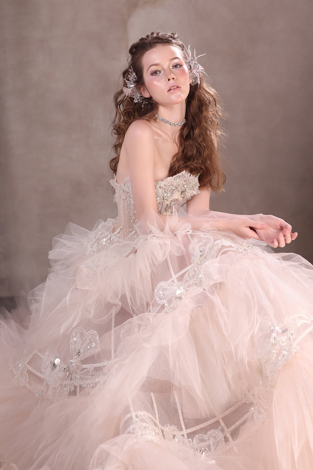 A-line Dress with Beaded Corset and Tutu