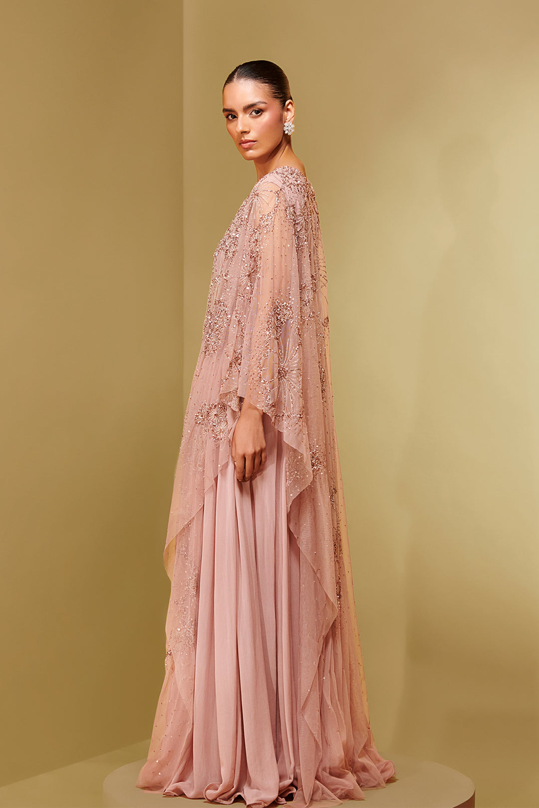 Textured Mesh and Georgette Kaftan