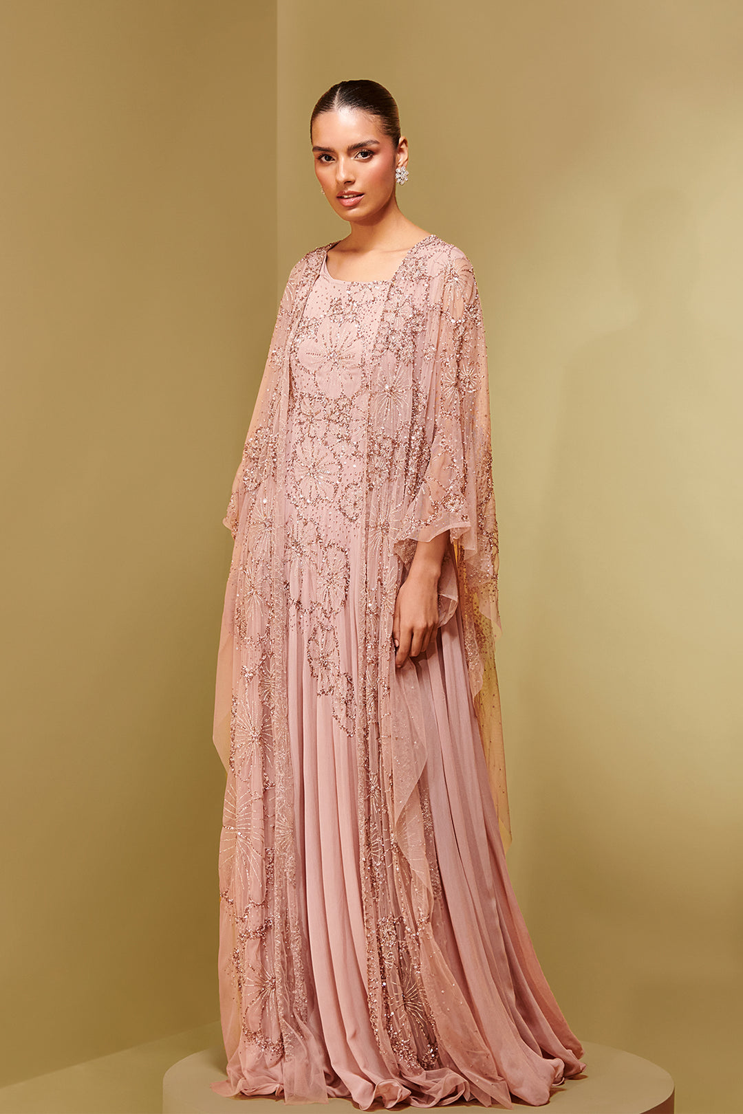 Textured Mesh and Georgette Kaftan