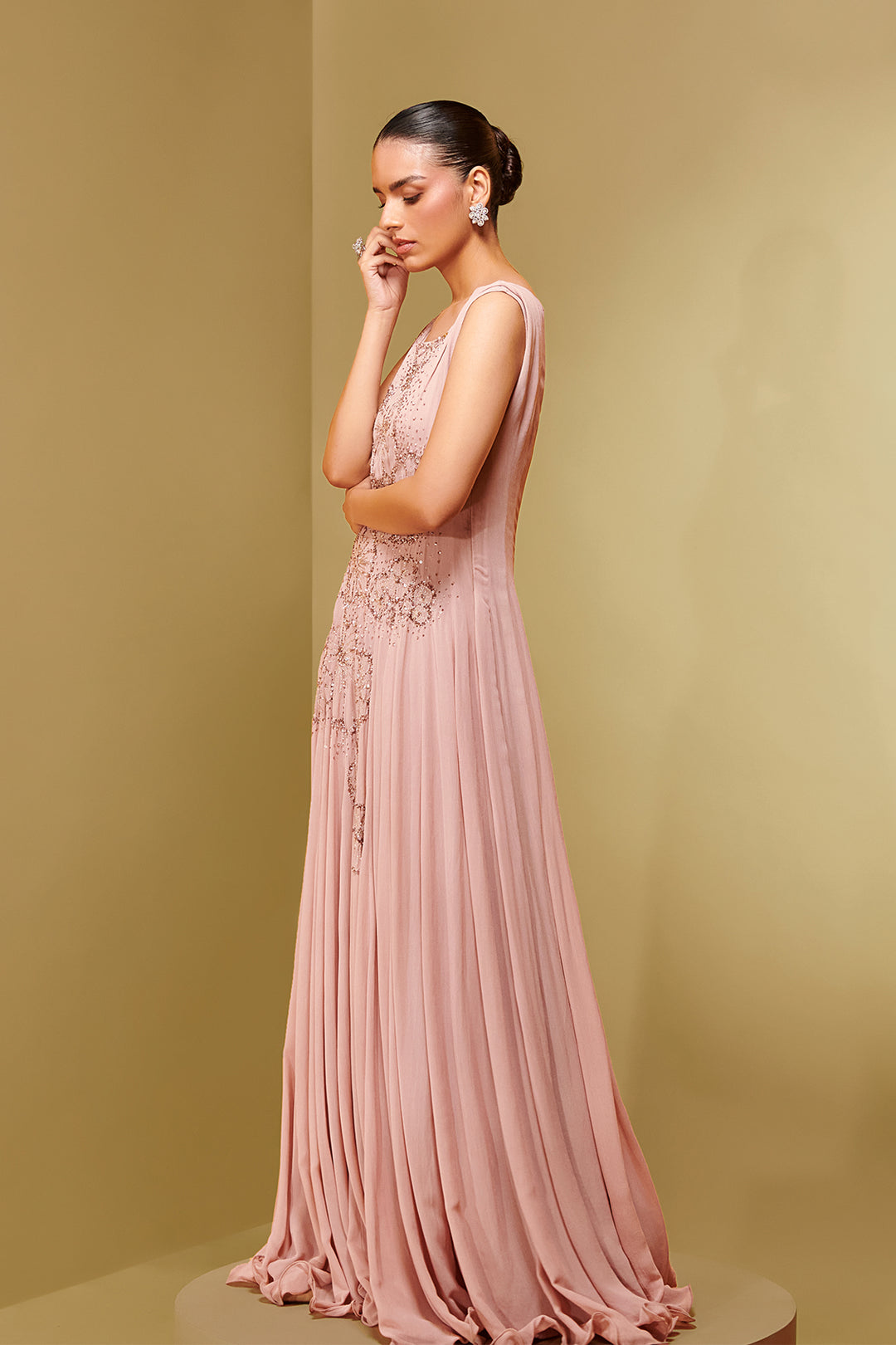 Textured Mesh and Georgette Kaftan