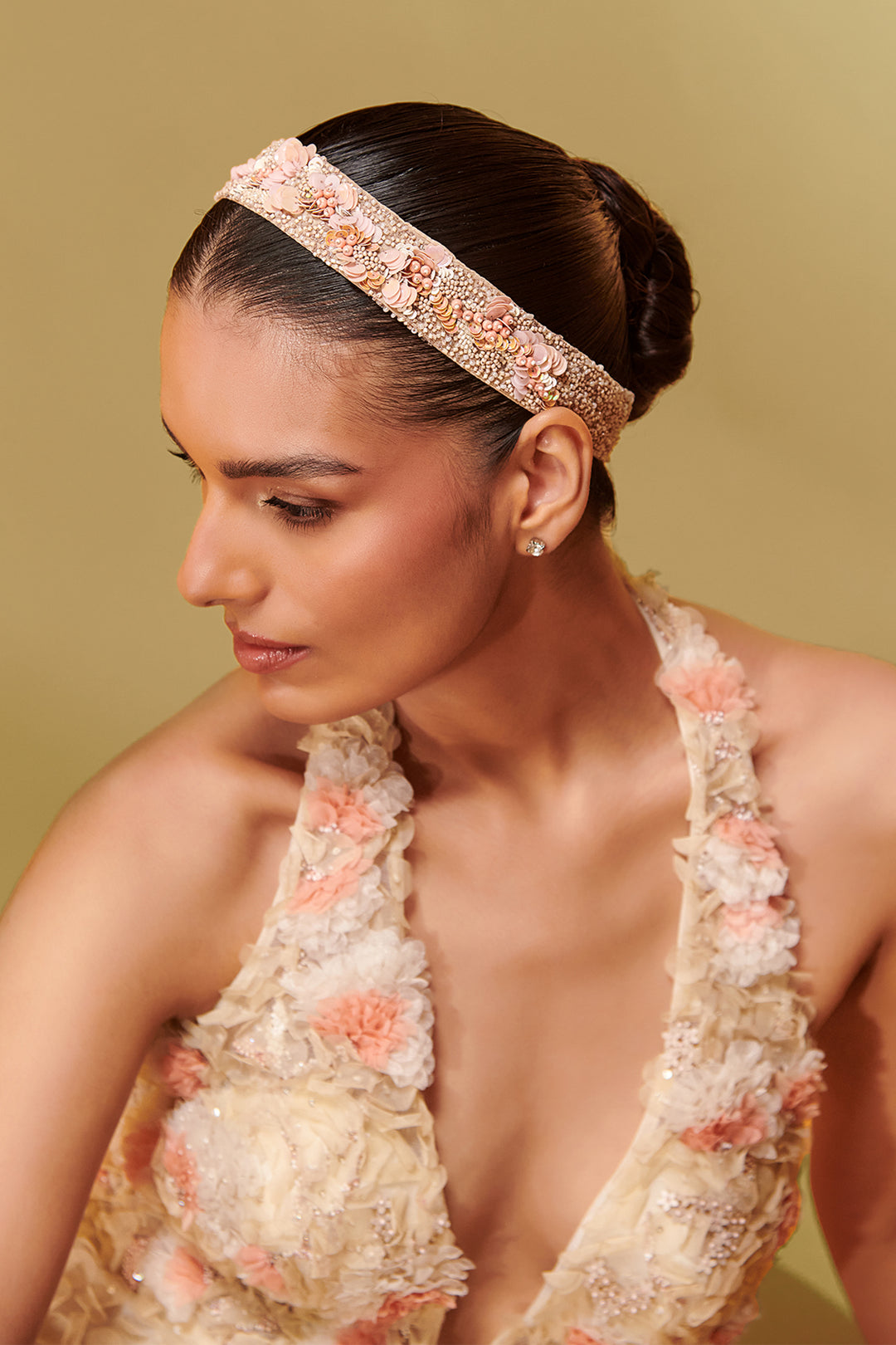 Mesh and Crepe Midi Dress