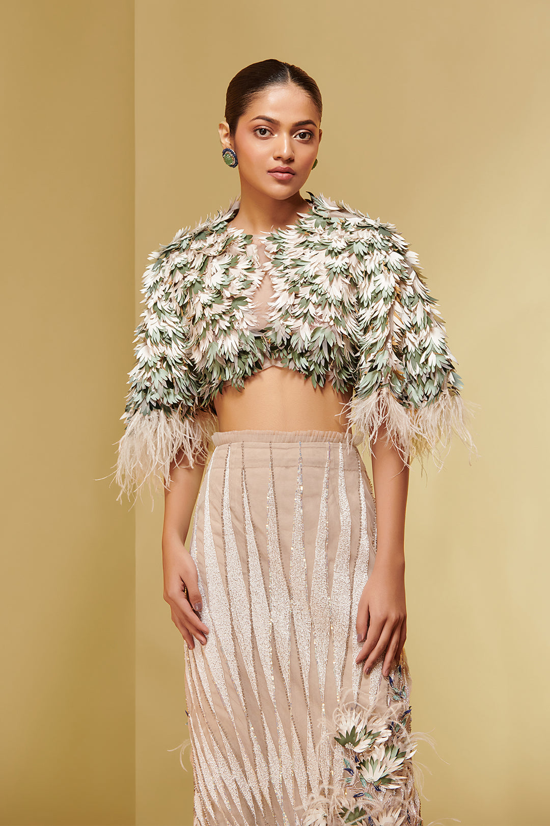 Mesh Two-Piece with Leaf Laser Cutouts