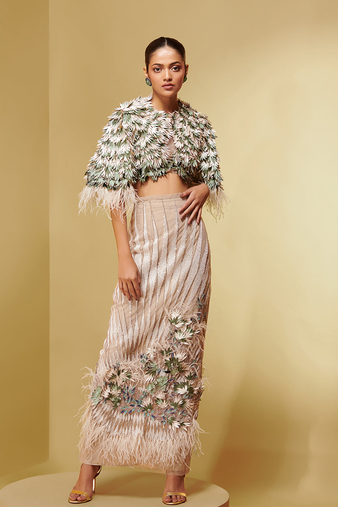 Mesh Two-Piece with Leaf Laser Cutouts