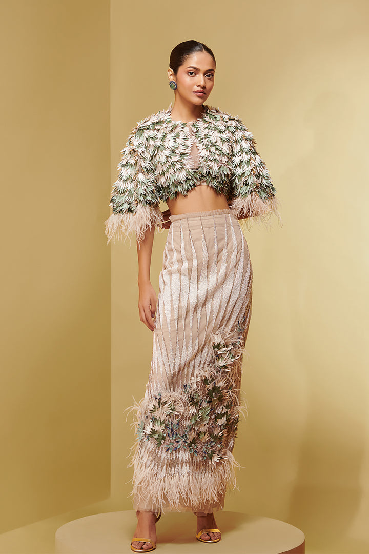 Mesh Two-Piece with Leaf Laser Cutouts