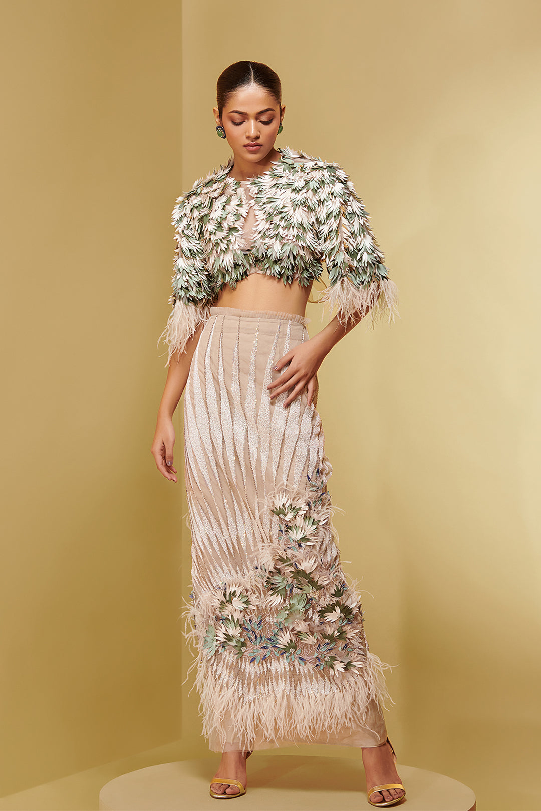 Mesh Two-Piece with Leaf Laser Cutouts