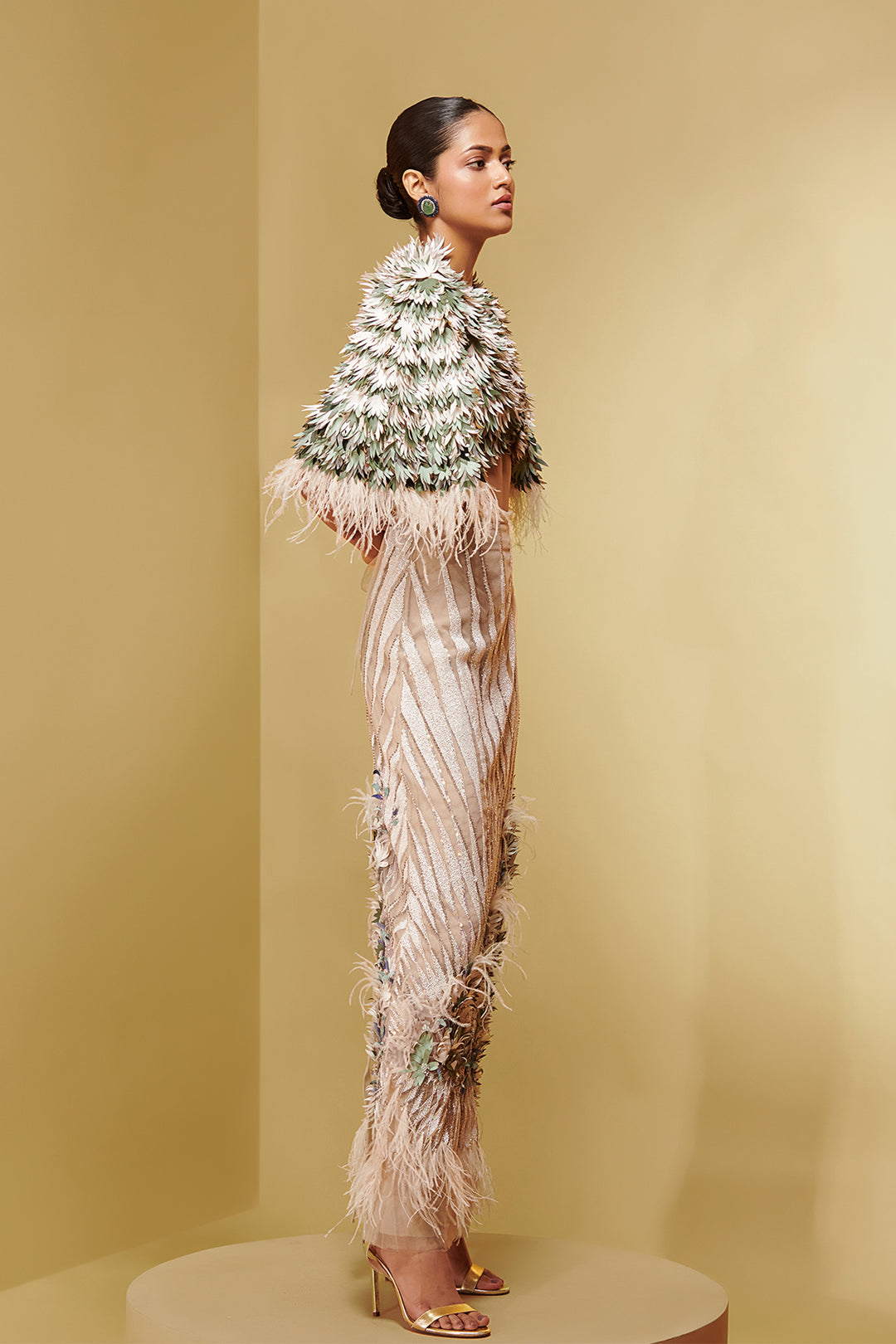 Mesh Two-Piece with Leaf Laser Cutouts