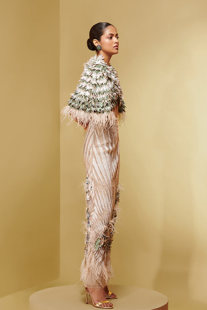 Mesh Two-Piece with Leaf Laser Cutouts