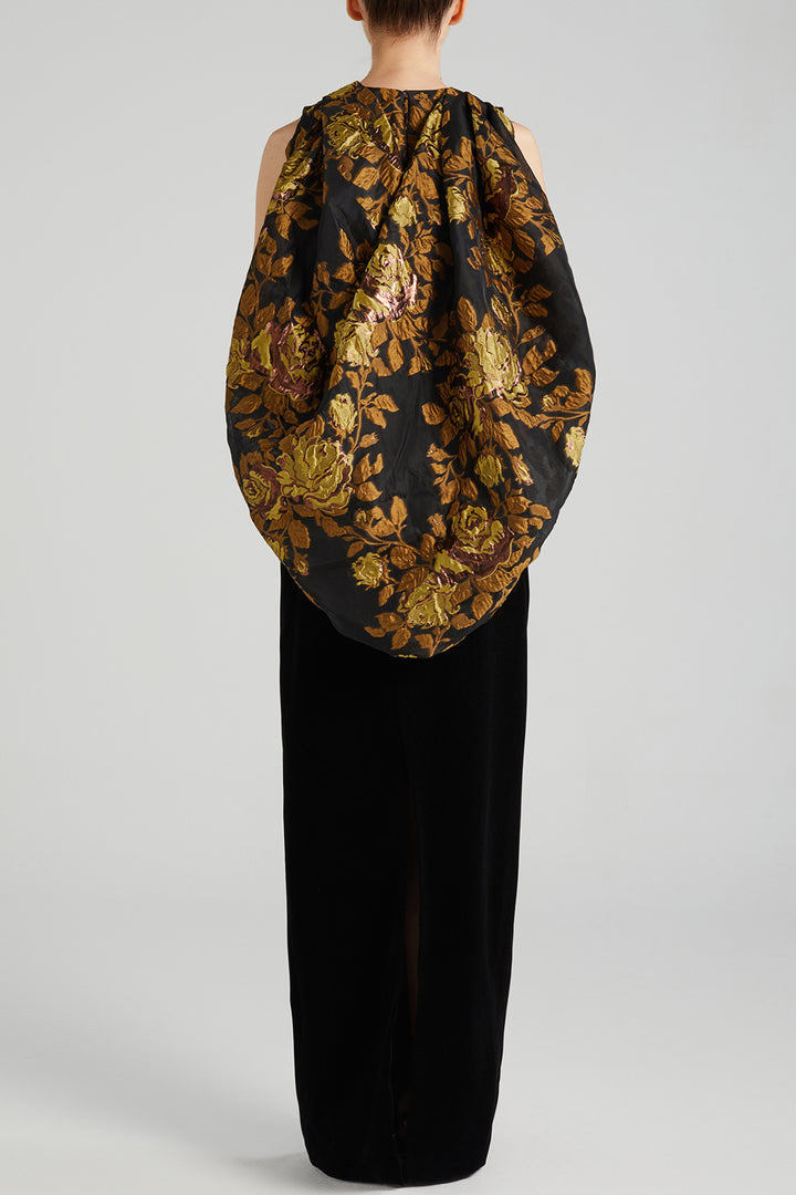 Cocoon-Draped Halter Dress