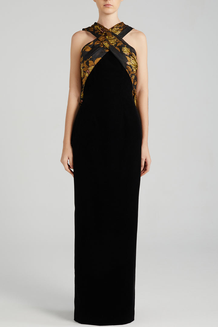 Cocoon-Draped Halter Dress