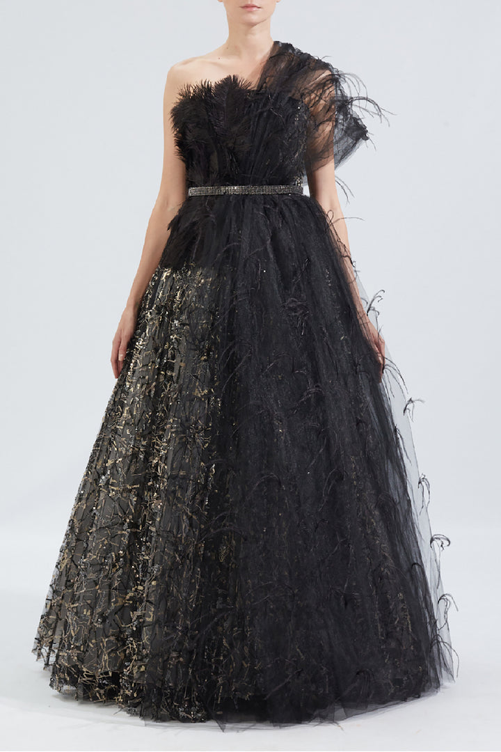 A-line One-Shoulder Dress