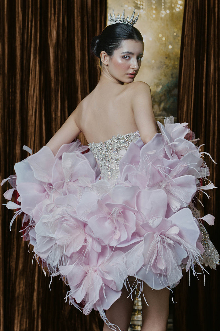 Strapless A-Line Dress with Beaded Bodice