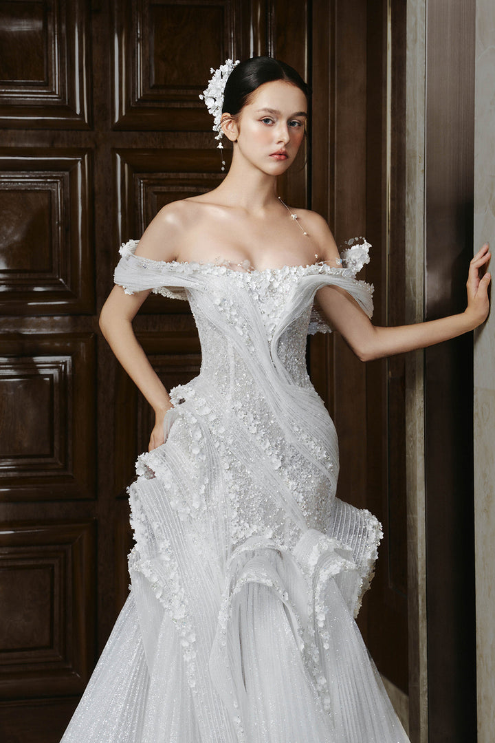 Off-The-Shoulder Embellished Bodice with Mermaid Dress