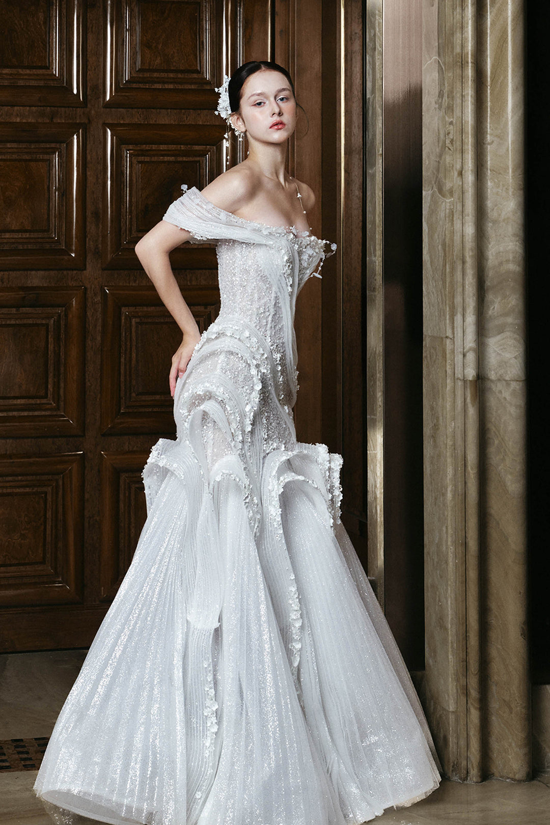 Off-The-Shoulder Embellished Bodice with Mermaid Dress